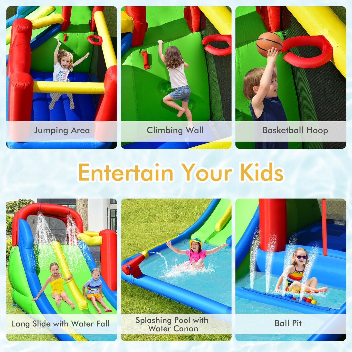 Inflatable Water Slide with Ocean Balls for Kids