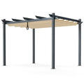 Modern 10 x 12 Ft Outdoor Pergola with Retractable Canopy