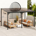 Wall-Mounted Hardtop Large Patio Gazebo/Pergola with Sloped Polycarbonate Black Roof