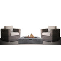 3 Piece Patio Rattan Furniture Set With Cushions & Fire Pit 