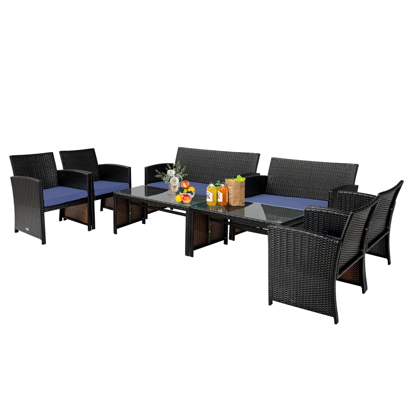 Patio Rattan Cushioned Furniture Set (Four Pieces)