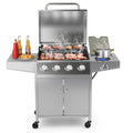 50000BTU 5-Burner Propane Gas Grill with Side Burner and 2 Prep Tables