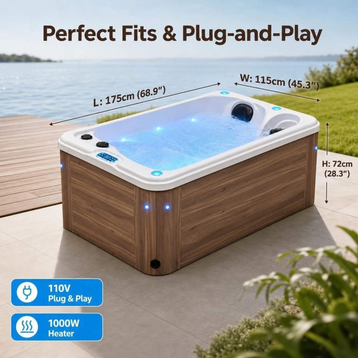 Aeris 2-Person Outdoor Hot Tub With 15 Hydro Jets And LED Lights (SAK15849)
