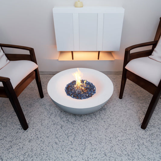 42 Inch Outdoor Concrete Propane gas Fire Pit bowl in Antique white color Backyard Radiance