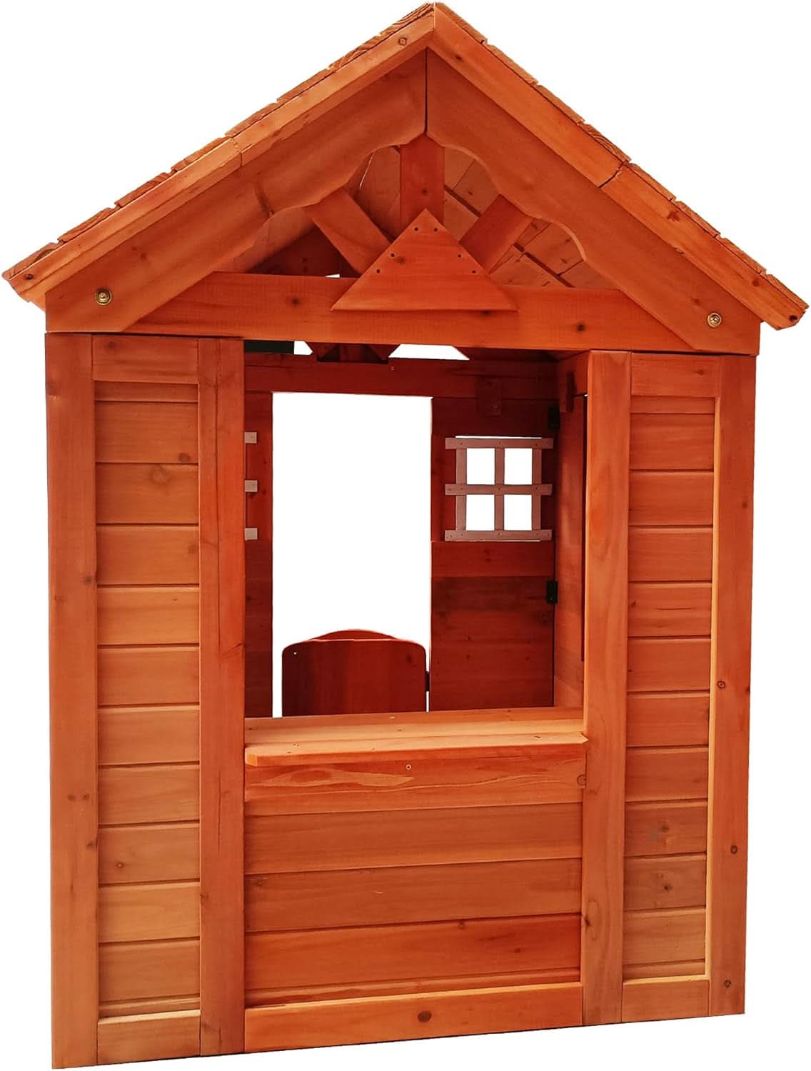 Wooden Outdoor Playhouse With Two Windows & Flowerpot