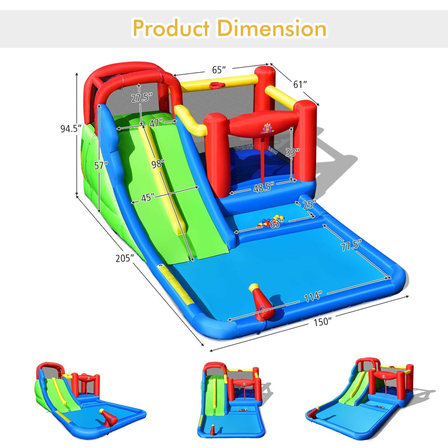 Inflatable Water Slide with Ocean Balls for Kids
