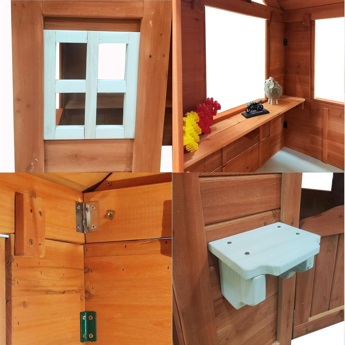 Wooden Outdoor Playhouse With Two Windows & Flowerpot