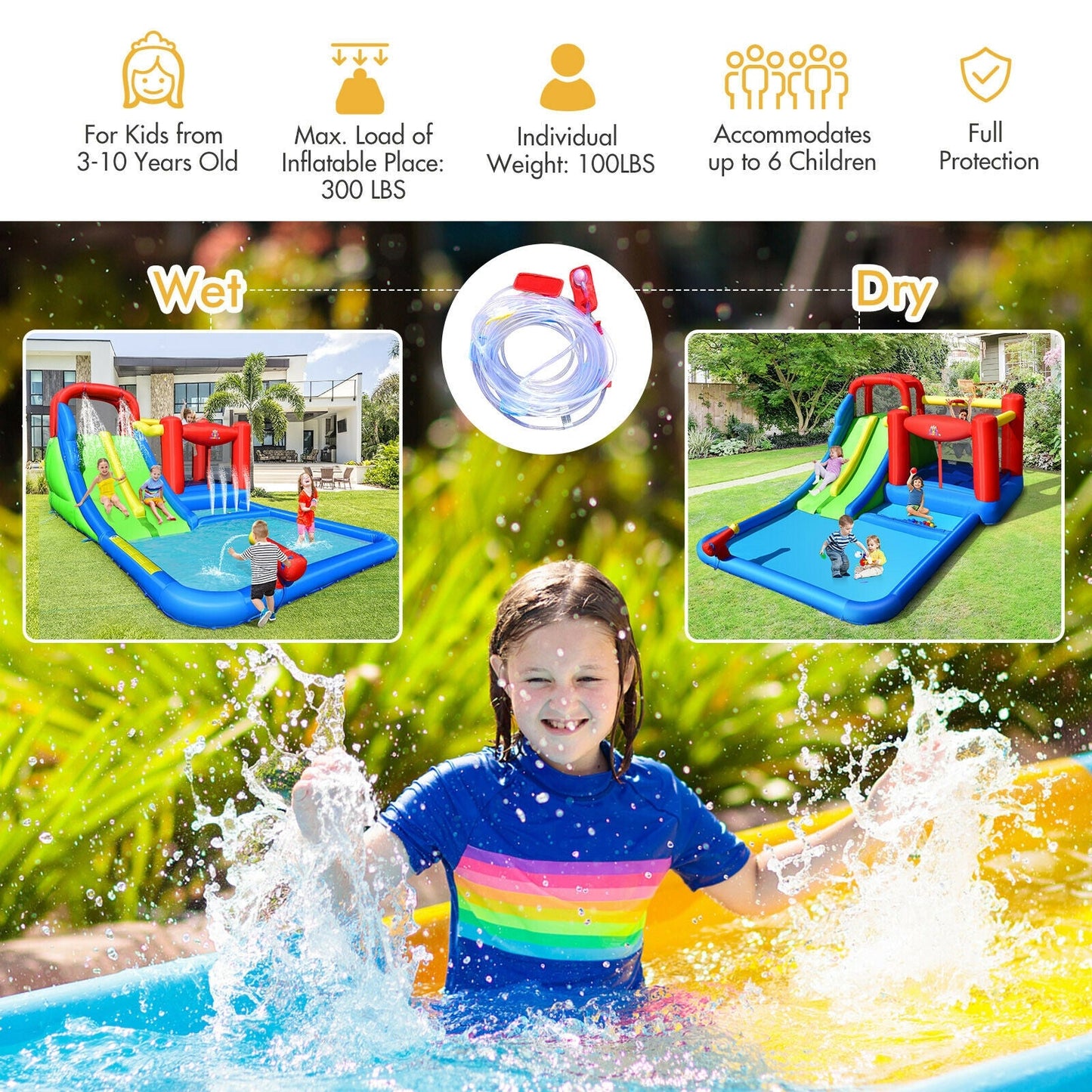Inflatable Water Slide with Ocean Balls for Kids