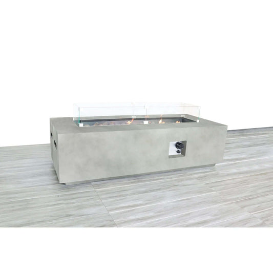 Rectangular Propane Fire Pit Table With Fiber Reinforcement And Adjustable Flame Control - Gray Backyard Radiance
