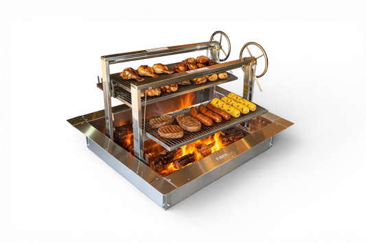 Stainless Steel Santa Maria Extra Large Double 32x16 Grill & 36" Square SST Insert Backyard Radiance