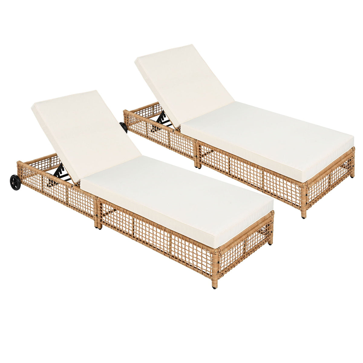Outdoor Lounge Chair With 5 Position Backrest With Cushion And Wheels Backyard Radiance