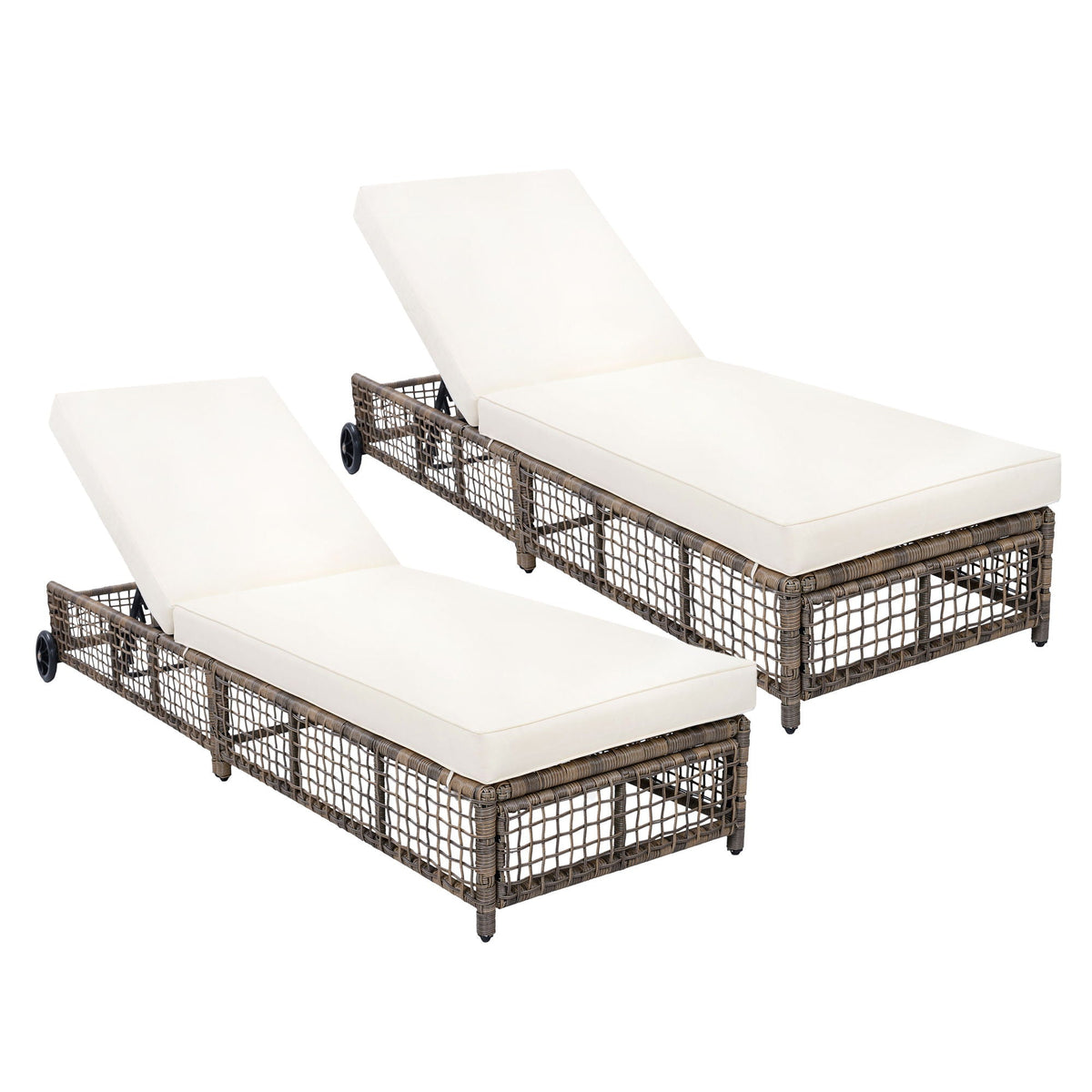Outdoor Lounge Chair With 5 Position Backrest With Cushion And Wheels Backyard Radiance