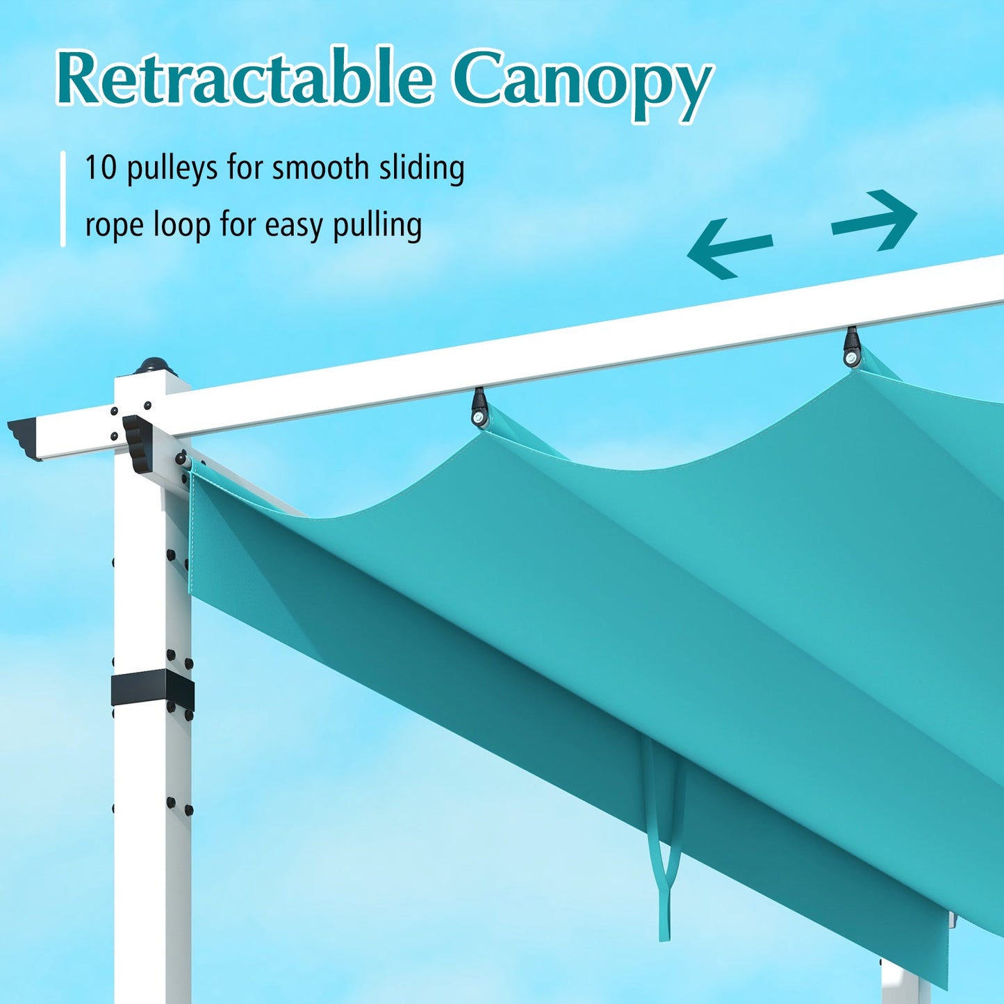 Outdoor Pergola with Retractable Canopy and Aluminum Frame